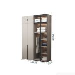 Tủ quần áo Cánh Mở Gỗ kết hợp Khung nhôm Kính sọc trong 180x240 TQA18.5 - Latte