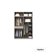 Tủ quần áo Cánh Mở Gỗ kết hợp Khung nhôm Kính sọc trong 180x240 TQA18.5 - Latte