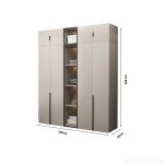 Tủ quần áo Cánh Mở Gỗ kết hợp Khung nhôm Kính sọc trong 200x240 TQA18.6 - Latte