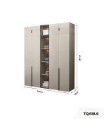 Tủ quần áo Cánh Mở Gỗ kết hợp Khung nhôm Kính sọc trong 200x240 TQA18.6 - Latte