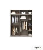 Tủ quần áo Cánh Mở Gỗ kết hợp Khung nhôm Kính sọc trong 200x240 TQA18.6 - Latte