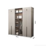 Tủ quần áo Cánh Mở Gỗ kết hợp Khung nhôm Kính sọc trong 220x240 TQA18.7 - Latte