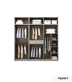 Tủ quần áo Cánh Mở Gỗ kết hợp Khung nhôm Kính sọc trong 220x240 TQA18.7 - Latte