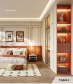Tủ quần áo Cánh Mở Gỗ kết hợp Khung nhôm Kính sọc trong 240x240 TQA10.1 - Trắng