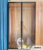 Tủ quần áo Cánh Mở Gỗ kết hợp Khung nhôm Kính trong 200x200 TQA02.2 - Walnut