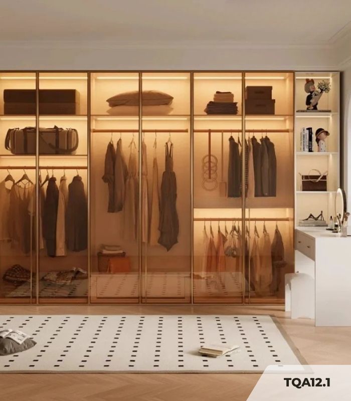 Tủ quần áo Cánh Mở Khung nhôm Kính màu 140x200 TQA12.1 - Trắng