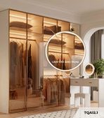 Tủ quần áo Cánh Mở Khung nhôm Kính màu 140x200 TQA12.1 - Trắng