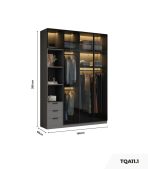 Tủ quần áo Cánh Mở Khung nhôm Kính màu 160x200 TQA11.1 - Graphite