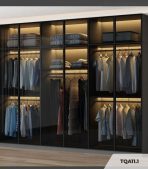 Tủ quần áo Cánh Mở Khung nhôm Kính màu 160x200 TQA11.1 - Graphite