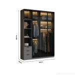 Tủ quần áo Cánh Mở Khung nhôm Kính màu 180x200 TQA11.2 - Graphite
