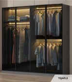 Tủ quần áo Cánh Mở Khung nhôm Kính màu 180x200 TQA11.2 - Graphite