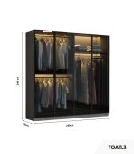 Tủ quần áo Cánh Mở Khung nhôm Kính màu 240x240 TQA11.3 - Graphite