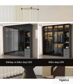 Tủ quần áo Cánh Mở Khung nhôm Kính màu 240x240 TQA11.3 - Graphite