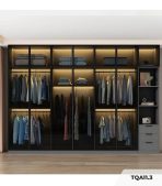 Tủ quần áo Cánh Mở Khung nhôm Kính màu 240x240 TQA11.3 - Graphite