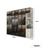 Tủ quần áo Cánh Mở Khung nhôm Kính màu 280x240 TQA03.1 - Trắng