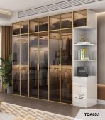 Tủ quần áo Cánh Mở Khung nhôm Kính màu 280x240 TQA03.1 - Trắng
