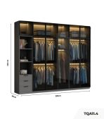 Tủ quần áo Cánh Mở Khung nhôm Kính màu 280x240 TQA11.4 - Graphite