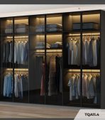 Tủ quần áo Cánh Mở Khung nhôm Kính màu 280x240 TQA11.4 - Graphite