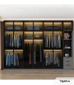 Tủ quần áo Cánh Mở Khung nhôm Kính màu 280x240 TQA11.4 - Graphite