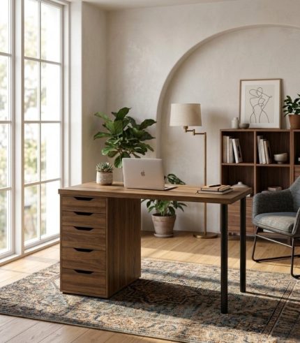 Bàn làm việc IKEA 1 Tủ LBV63.4 120x60 - Vân gỗ đậm