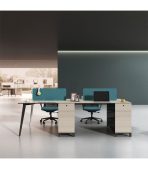 Cụm bàn làm việc 4 người LBV65.1 240x120 - Vân gỗ nhạt