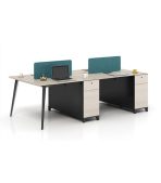 Cụm bàn làm việc 4 người LBV65.1 240x120 - Vân gỗ nhạt