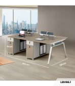 Cụm bàn làm việc 4 người LBV66.1 240x120 - Vân gỗ nhạt