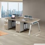 Cụm bàn làm việc 4 người LBV66.1 240x120 - Vân gỗ nhạt