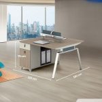 Cụm bàn làm việc 2 người LBV66.2 120x120 - Vân gỗ nhạt