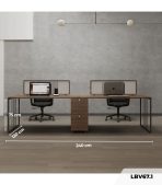 Cụm bàn làm việc 4 người LBV67.1 240x120 - Vân gỗ đậm