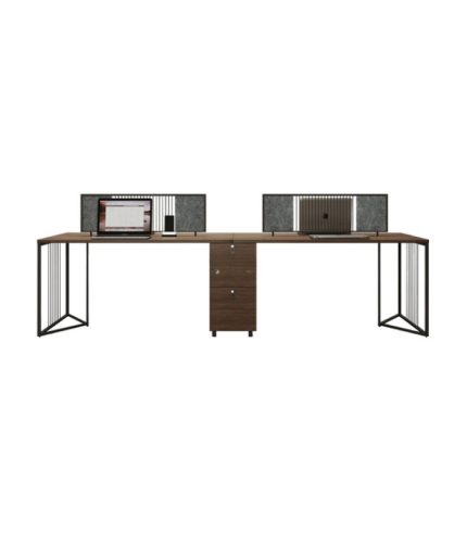 Cụm bàn làm việc 4 người LBV67.1 240x120 - Vân gỗ đậm