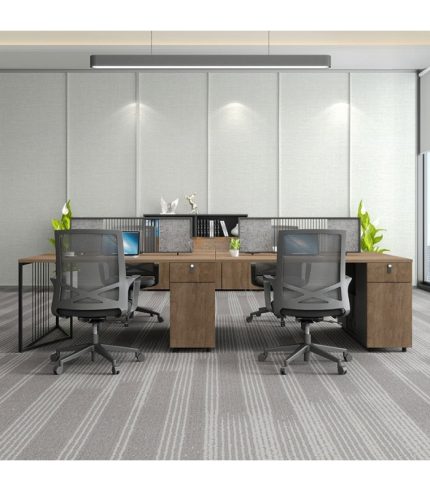 Cụm bàn làm việc 4 người LBV67.2 240x120 - Vân gỗ đậm