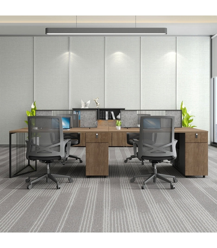 Cụm bàn làm việc 4 người LBV67.2 240x120 - Vân gỗ đậm