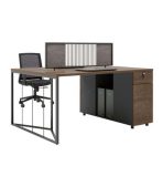 Cụm bàn làm việc 2 người LBV67.3 120x120 - Vân gỗ đậm - Ảnh 3