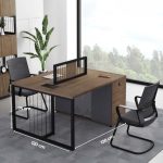 Cụm bàn làm việc 2 người LBV67.3 120x120 - Vân gỗ đậm