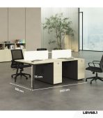 Cụm bàn làm việc 4 người LBV68.1 240x120 - Vân gỗ nhạt