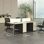 Cụm bàn làm việc 4 người LBV68.1 240x120 - Vân gỗ nhạt