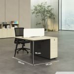 Cụm bàn làm việc 2 người LBV68.2 120x120 - Vân gỗ nhạt