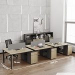 Cụm bàn làm việc 6 người LBV69.1 400x120 - Vân gỗ nhạt