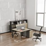 Cụm bàn làm việc 2 người LBV69.3 140x120 - Vân gỗ nhạt
