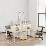 Cụm bàn làm việc 4 người LBV70.1 240x120 - Vân gỗ Khung trắng