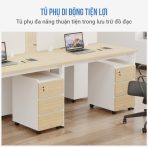Cụm bàn làm việc 4 người LBV70.1 240x120 - Vân gỗ Khung trắng