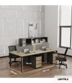 Cụm bàn làm việc 4 người LBV70.2 240x120 - Vân gỗ Khung đen