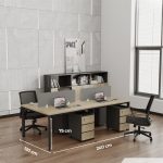 Cụm bàn làm việc 4 người LBV70.2 240x120 - Vân gỗ Khung đen