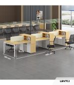 Cụm bàn làm việc 6 người LBV71.1 465x120 - Vân gỗ nhạt