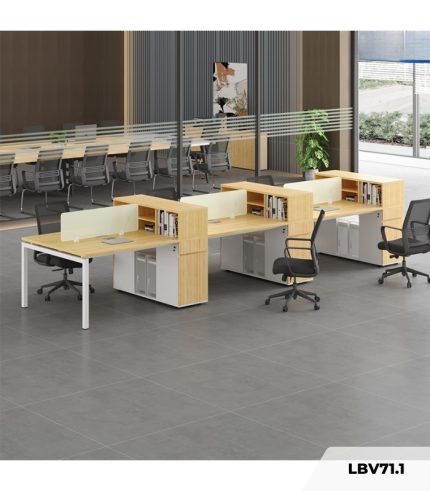 Cụm bàn làm việc 6 người LBV71.1 465x120 - Vân gỗ nhạt