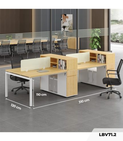 Cụm bàn làm việc 4 người LBV71.2 310x120 - Vân gỗ nhạt