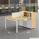 Cụm bàn làm việc 2 người LBV71.3 155x120 - Vân gỗ nhạt