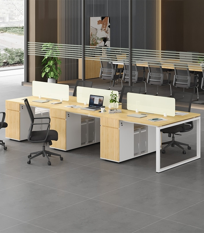 Cụm bàn làm việc 6 người LBV72.1 360x120 - Vân gỗ nhạt