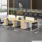 Cụm bàn làm việc 6 người LBV72.1 360x120 - Vân gỗ nhạt